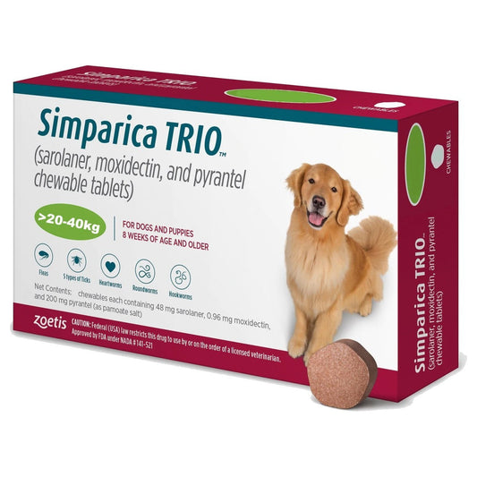 Simparica Trio 48mg Chewable Tablets for Dogs (20 - 40kg) 3S