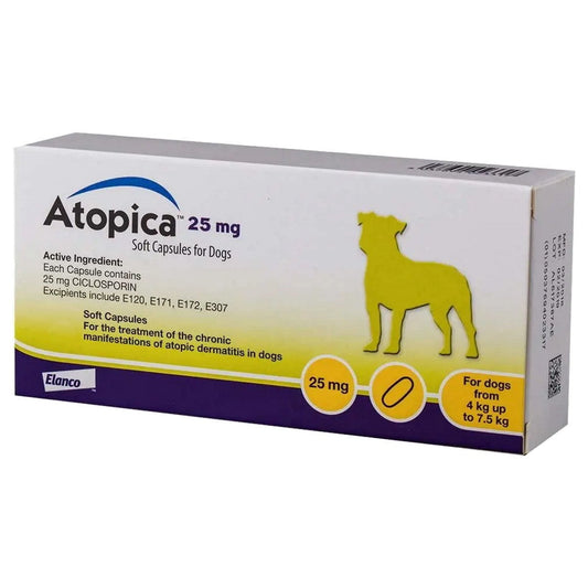 Atopica 25mg Capsules for Dogs 15s