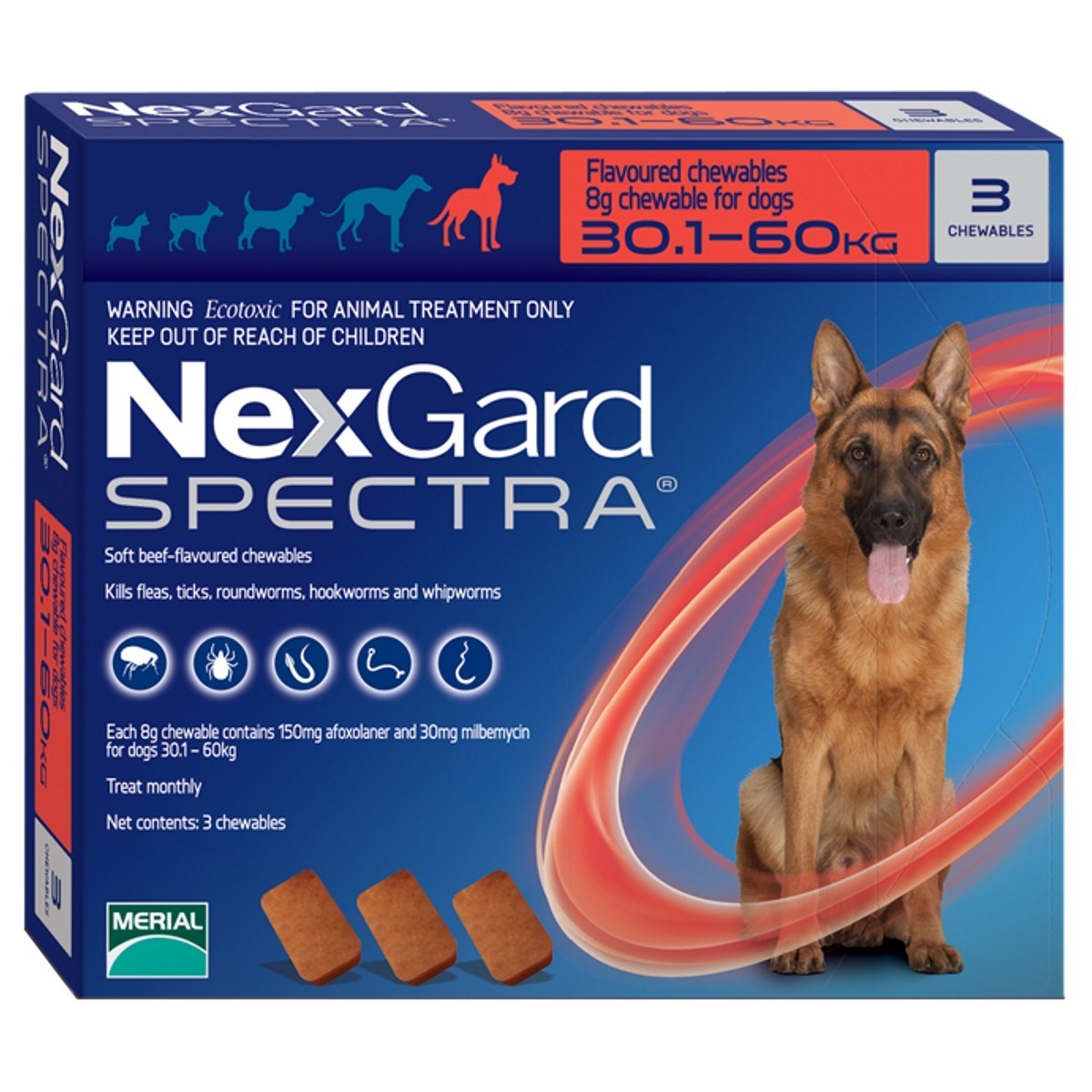 NexGard Spectra Chewable Tablets for Extra Large Dogs 3s