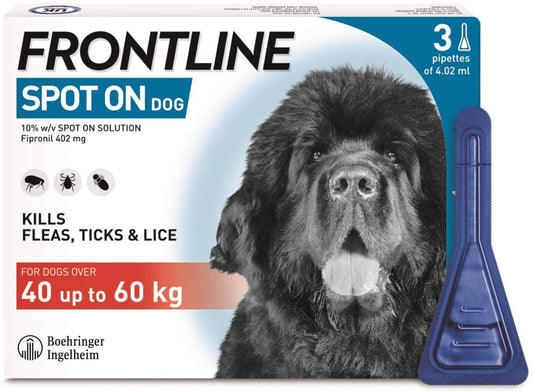 FRONTLINE Spot On Flea & Tick Treatment for Large Dogs (40-60 kg) - 3 Pipettes