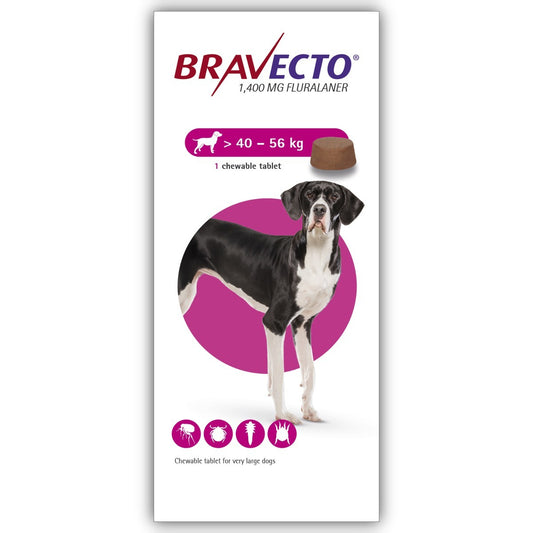 BRAVECTO 1400 mg CHEWABLE TABLETS LARGE DOGS 40-56 Kg