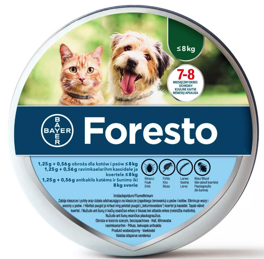 Bayer Seresto/Foresto Flea & Tick Collar For Small Dogs and Cats
