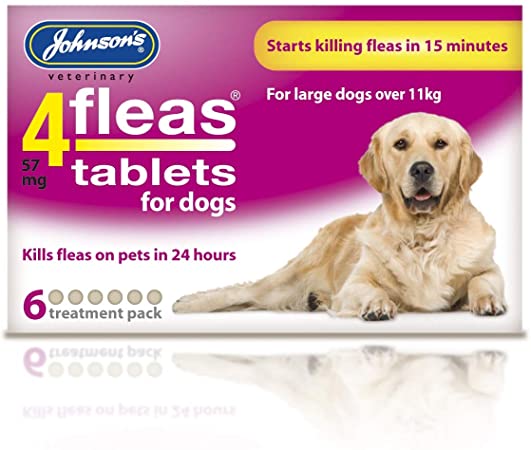 JOHNSONS 4 FLEAS TABLETS for LARGE DOG 11KG+ - 6 TREATMENT PACK